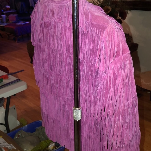 DEVINE & PROSPER size medium pink suede fringe jacket - Picture 15 of 16
